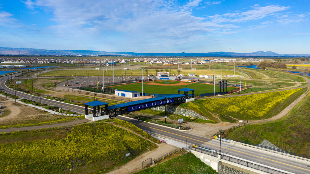 aerial view of River Islands entrance