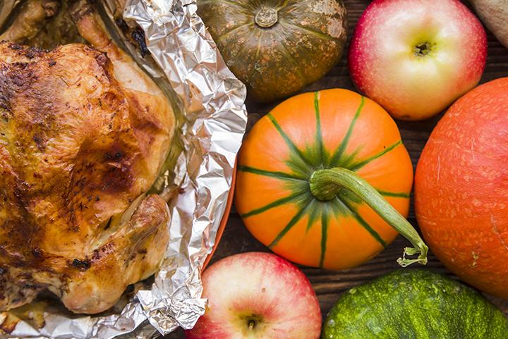 thanksgiving leftovers and pumpkins