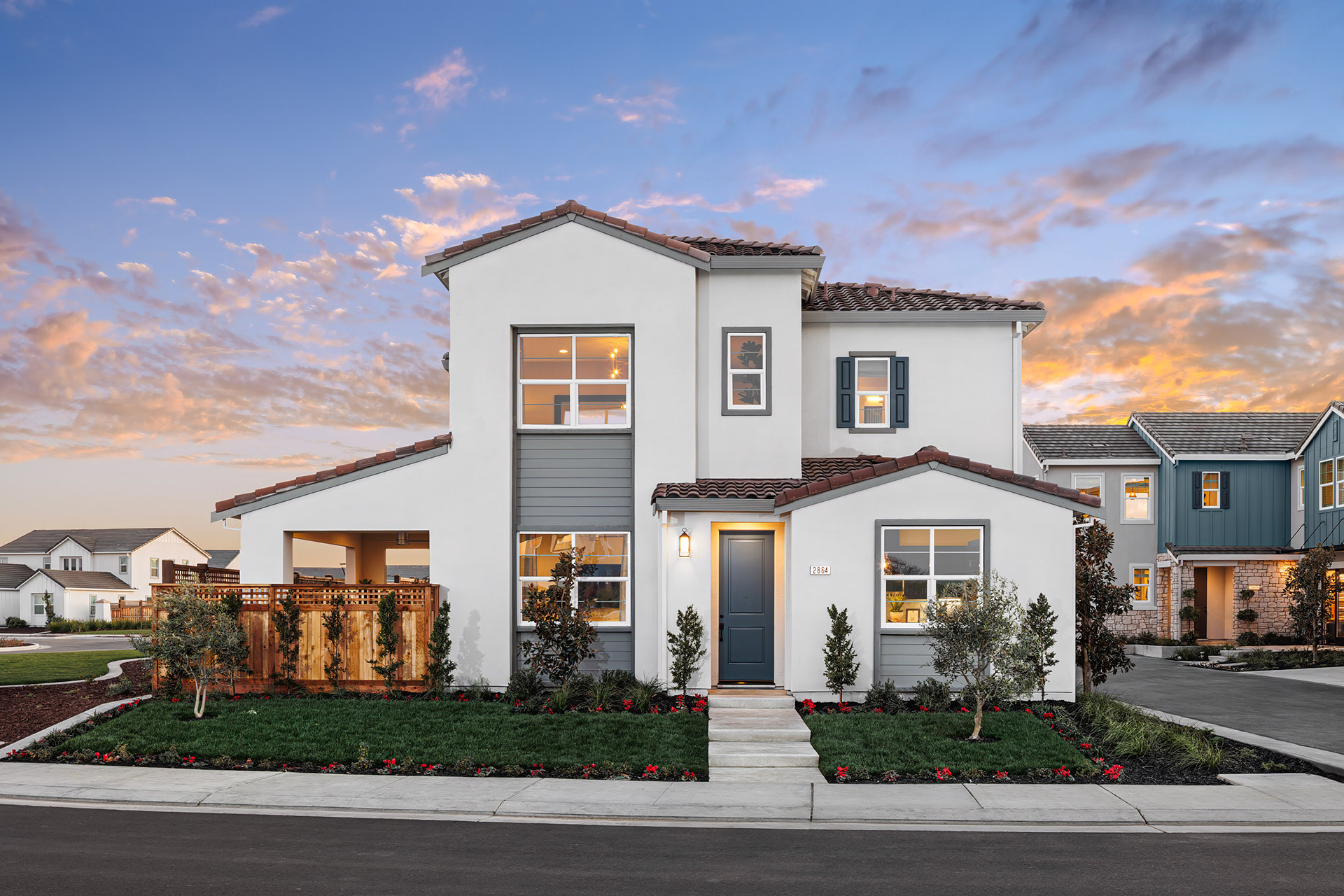 Monterey Plan 1 by Van Daele Homes Exterior Street Scene at River Islands in Lathrop CA